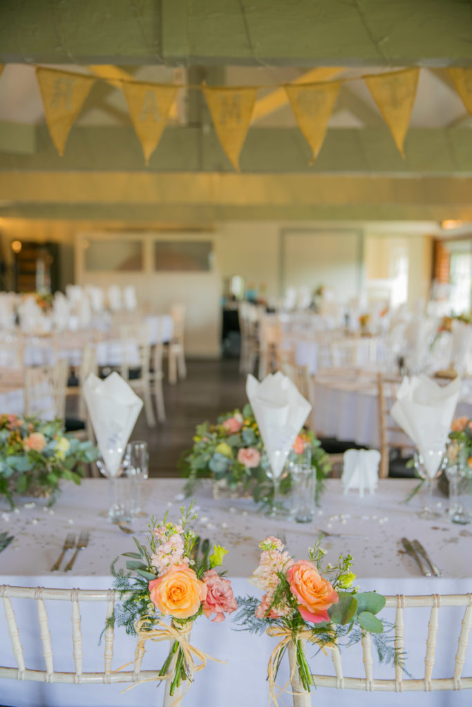 Wedding reception flowers in Dorset